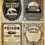 Vintage Halloween Witch Red Wine Labels Halloween Wine Bottle Etsy
