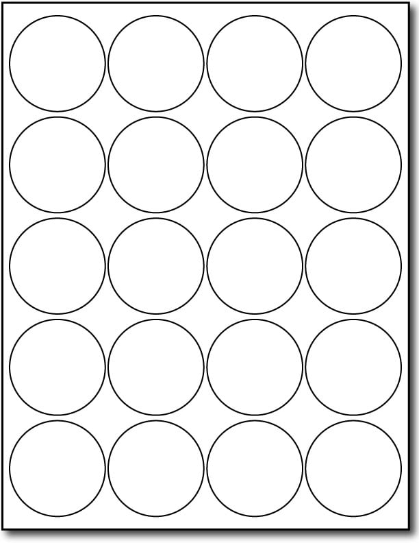 White Glossy 2 Round Labels 20 Per Page 10 Sheets 200 Labels